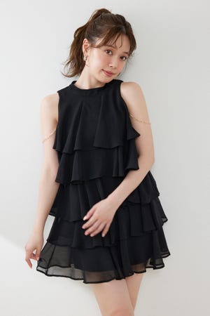 ティアードシフォンミニワンピース