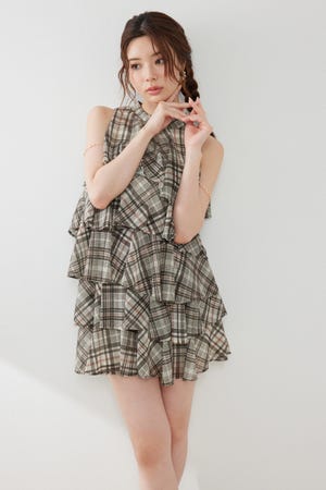 ティアードシフォンミニワンピース