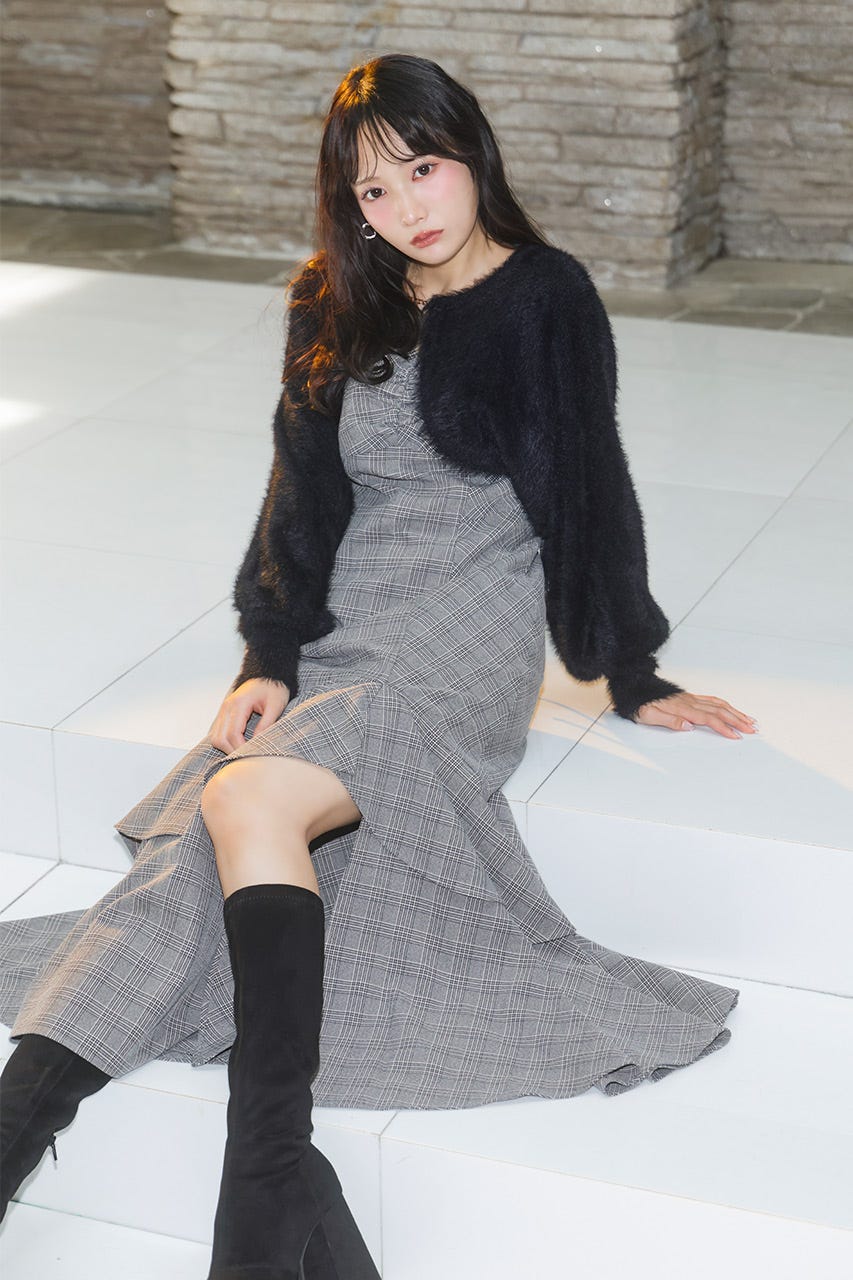 ニットボレロセットキャミワンピース M/BLK S