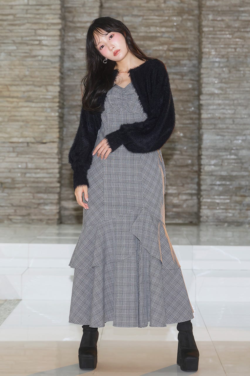 ニットボレロセットキャミワンピース M/BLK S