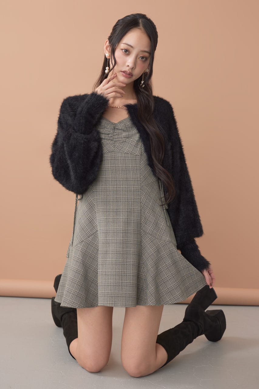 ニットボレロセットキャミミニワンピース M/BLK M