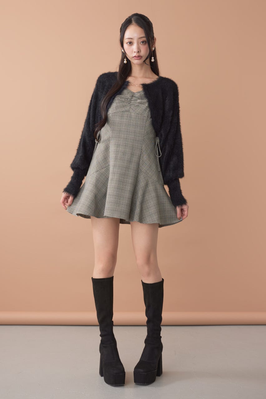 ニットボレロセットキャミミニワンピース M/BLK M