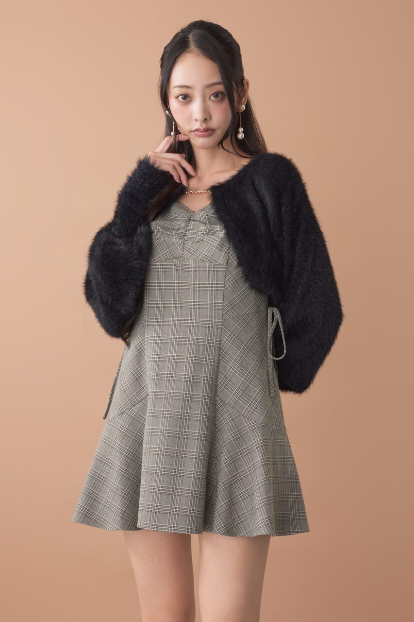 ニットボレロセットキャミミニワンピース M/BLK M
