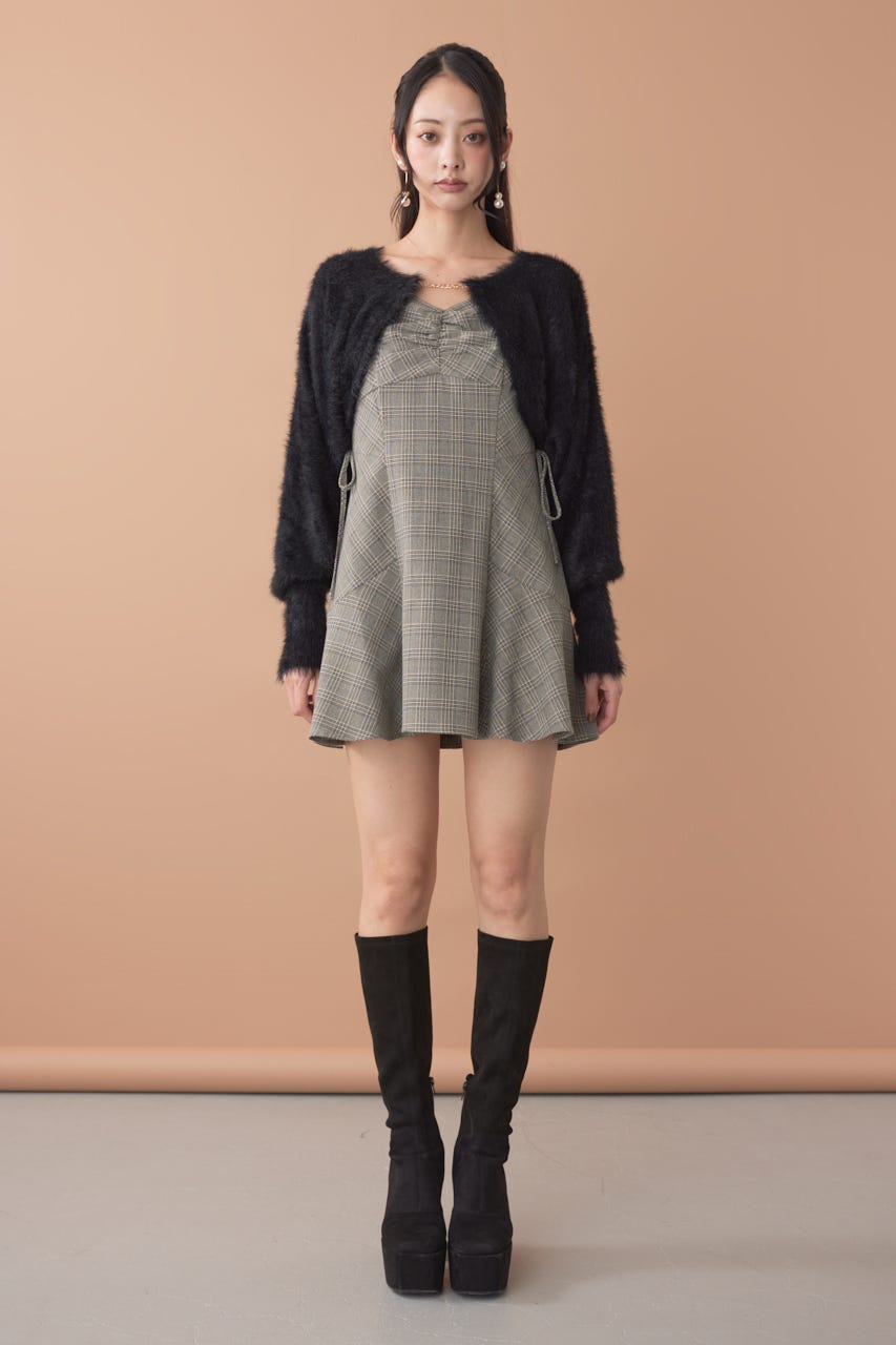 ニットボレロセットキャミミニワンピース M/BLK M