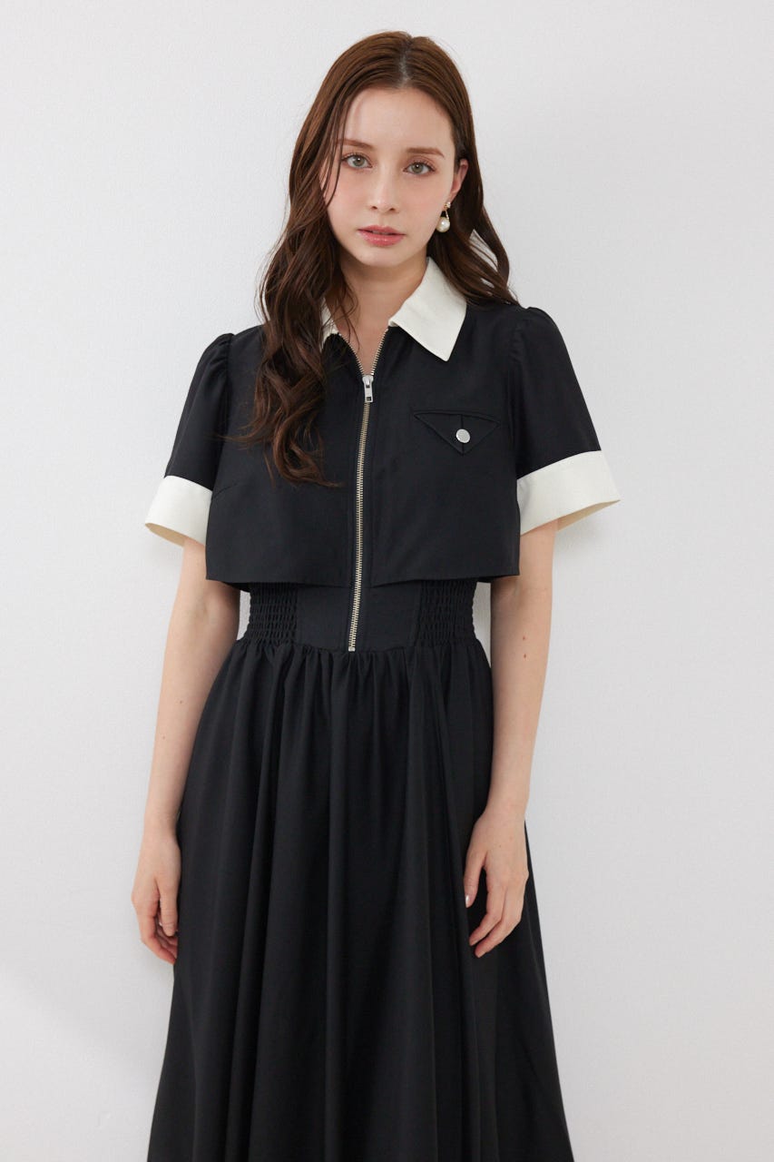 バストディティールフレアワンピース BLK M