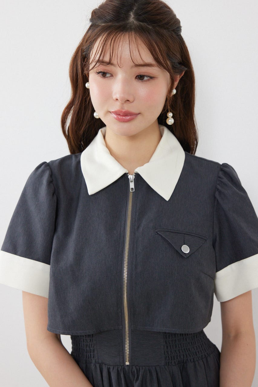 バストディティールフレアワンピース GRY S