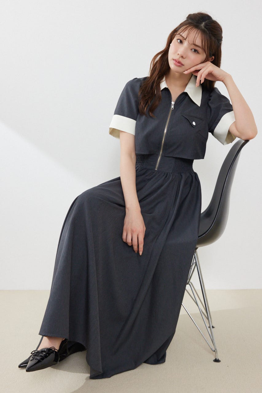 バストディティールフレアワンピース GRY S