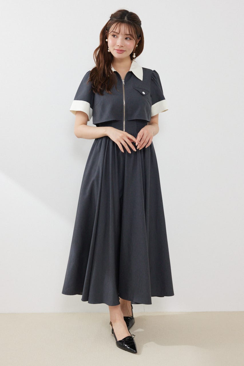 バストディティールフレアワンピース GRY S
