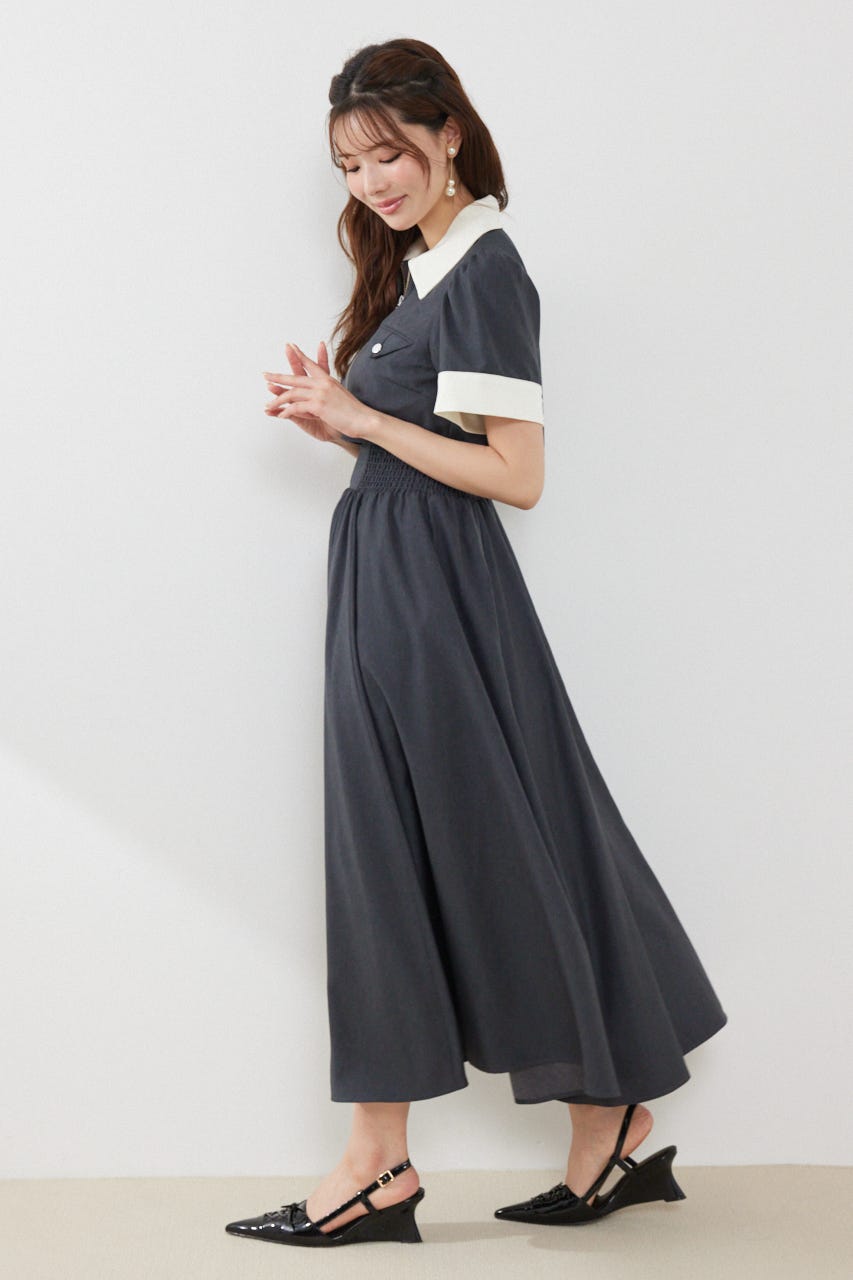 バストディティールフレアワンピース GRY S