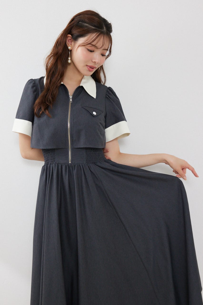 バストディティールフレアワンピース GRY S