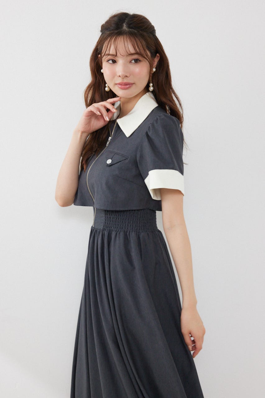バストディティールフレアワンピース GRY S