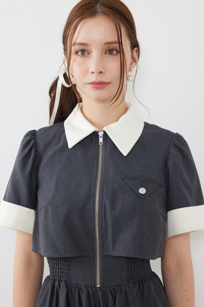 バストディティールフレアミニワンピース GRY M