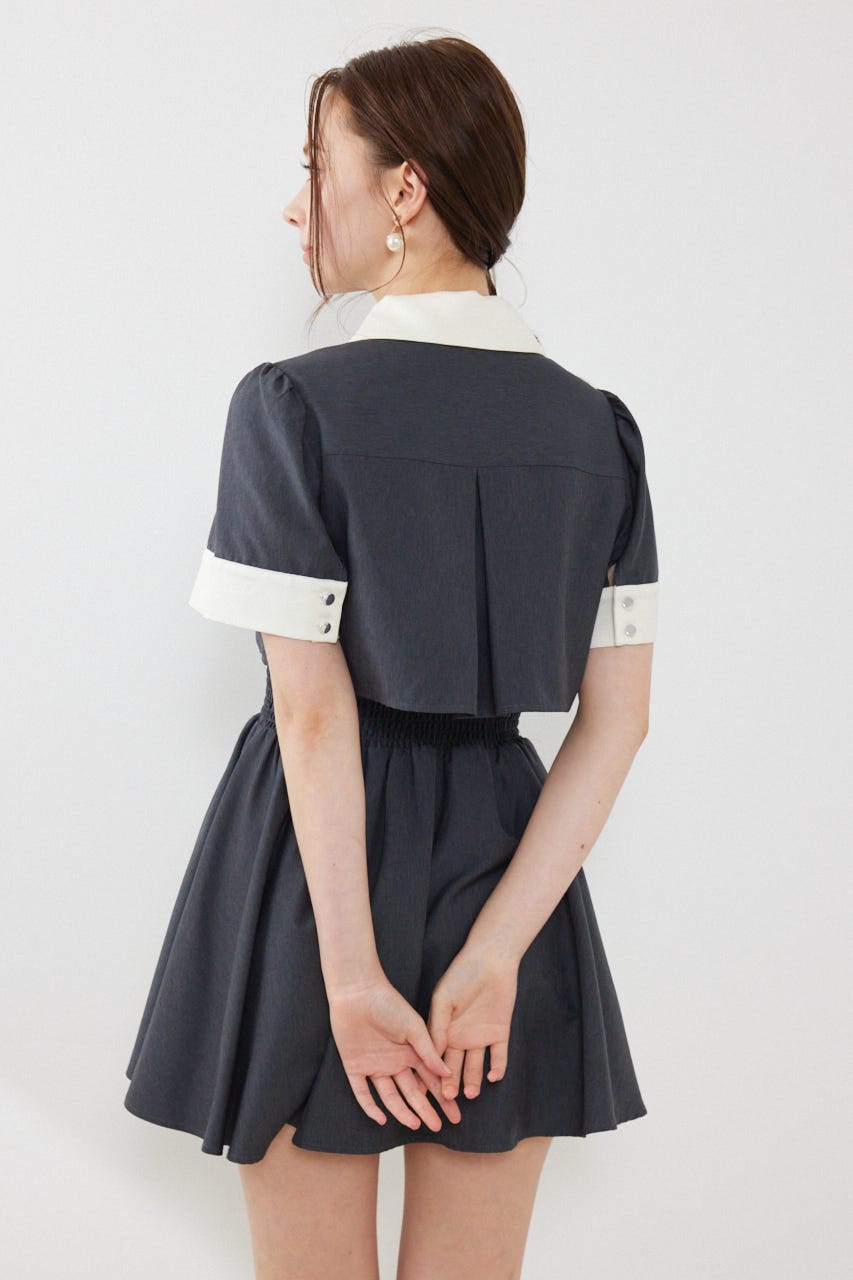 バストディティールフレアミニワンピース GRY M