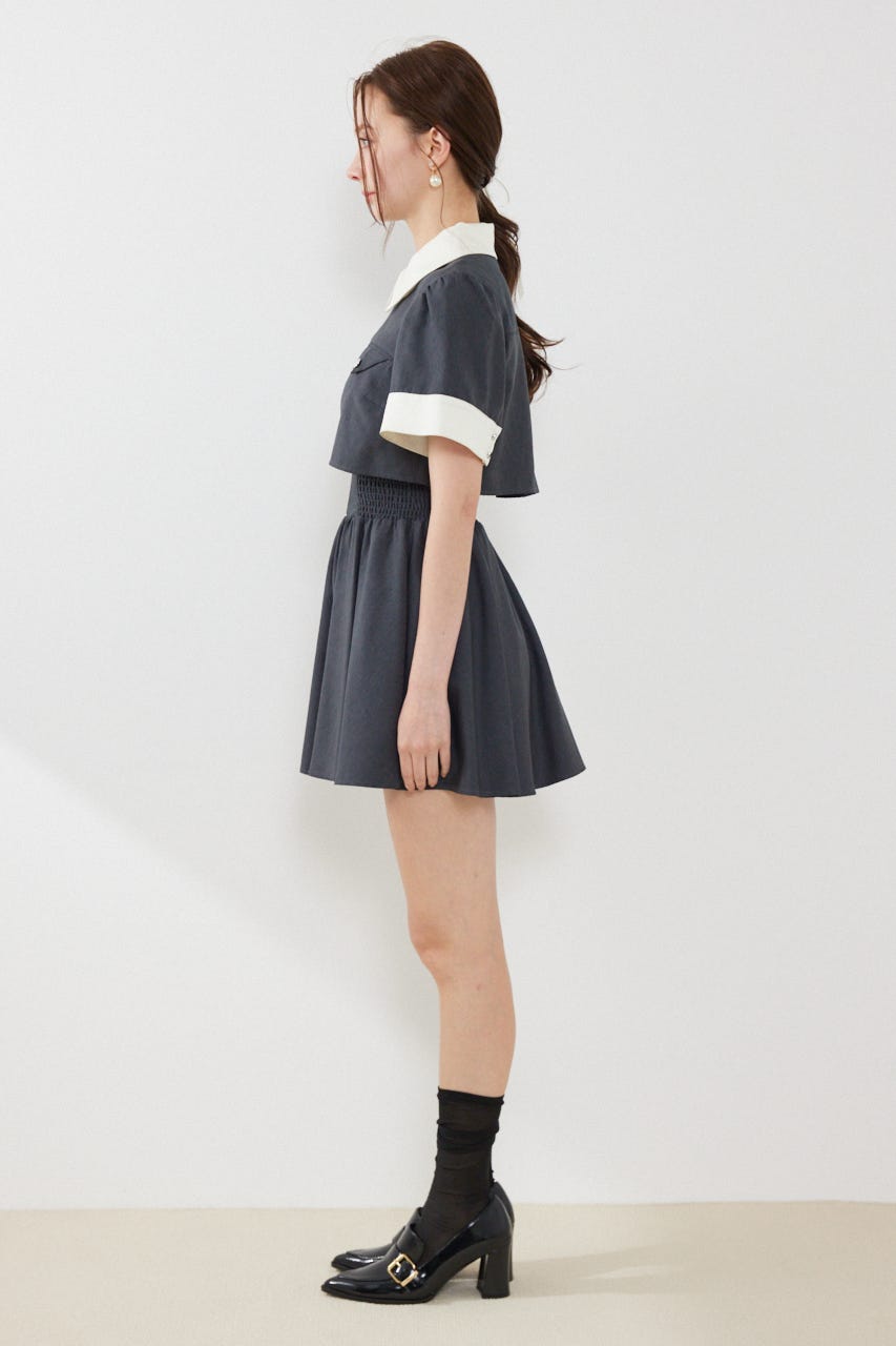 バストディティールフレアミニワンピース GRY M