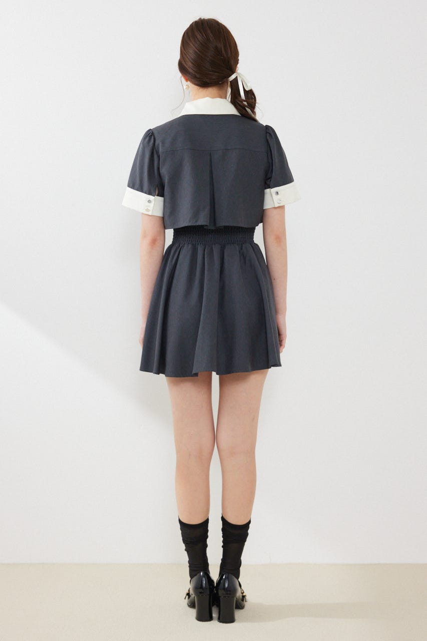 バストディティールフレアミニワンピース GRY M