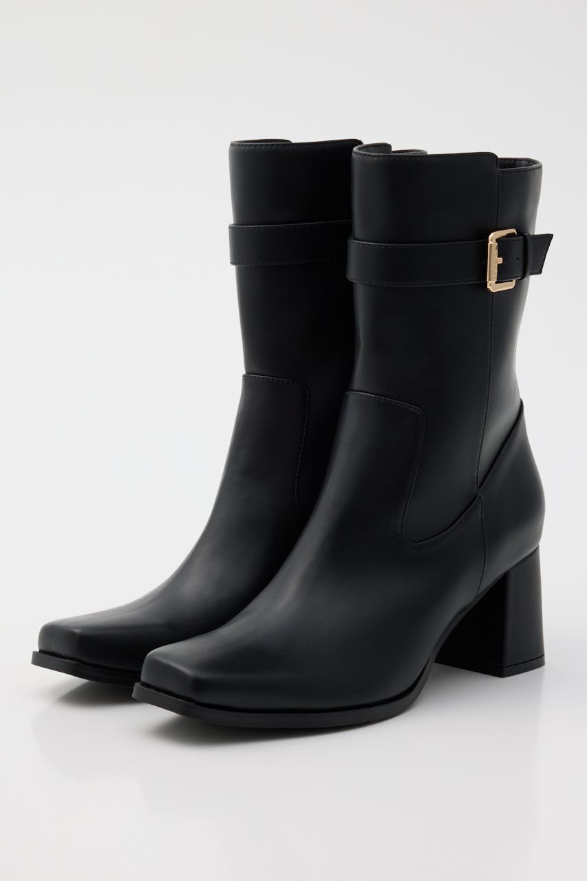 フェイクレザーフィットショートブーツ BLK M