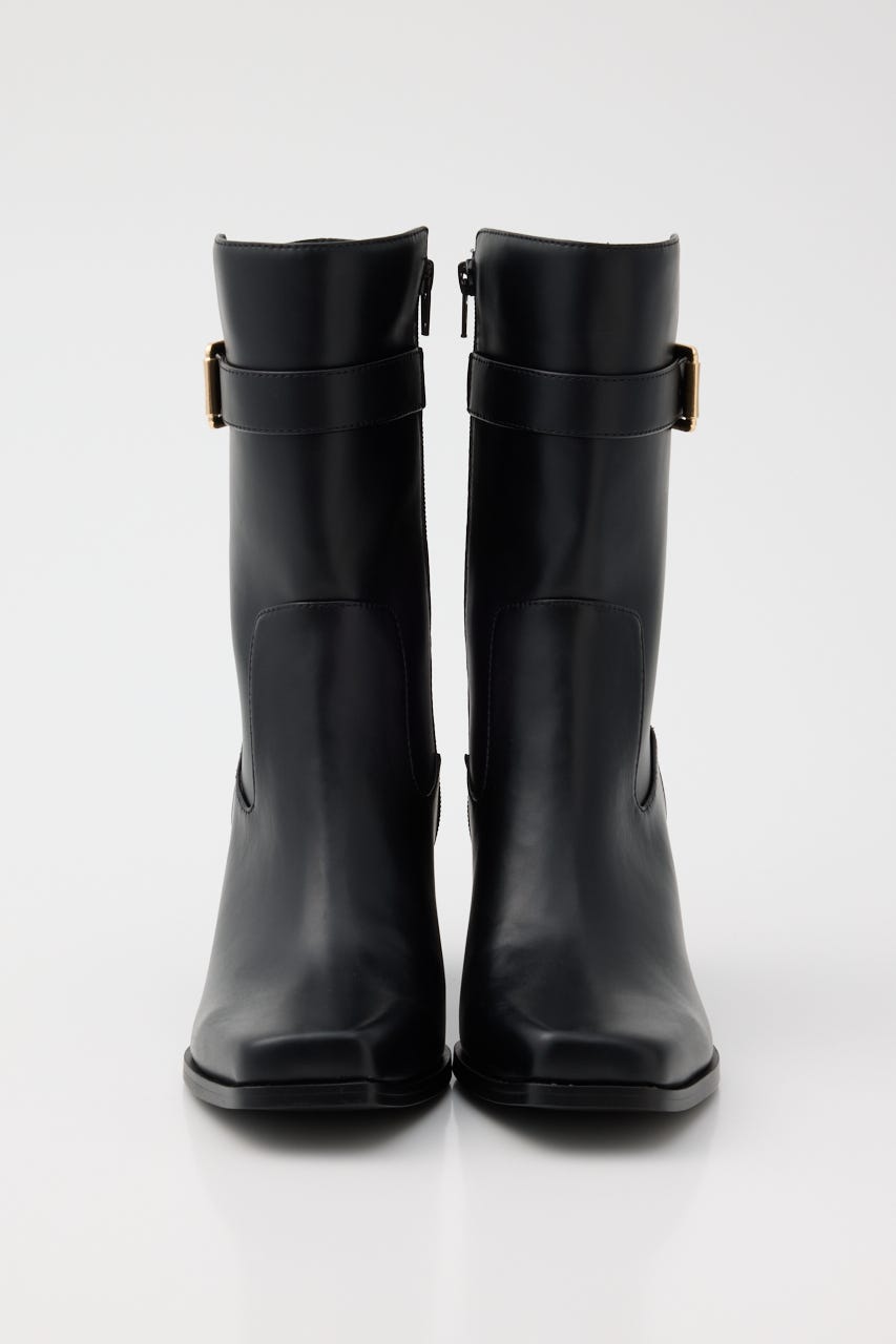 フェイクレザーフィットショートブーツ BLK M