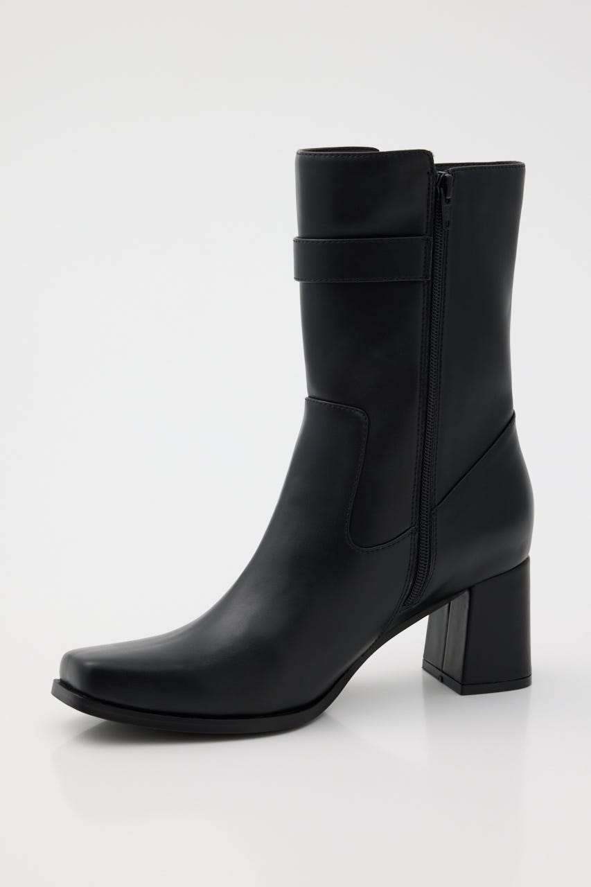 フェイクレザーフィットショートブーツ BLK M