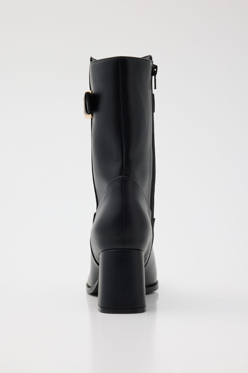 フェイクレザーフィットショートブーツ BLK M