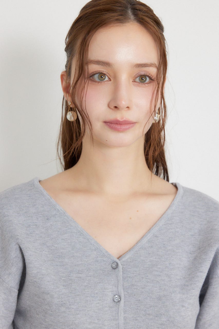 ウォッシャブルコンパクトニットカーディガントップス L/GRY FREE