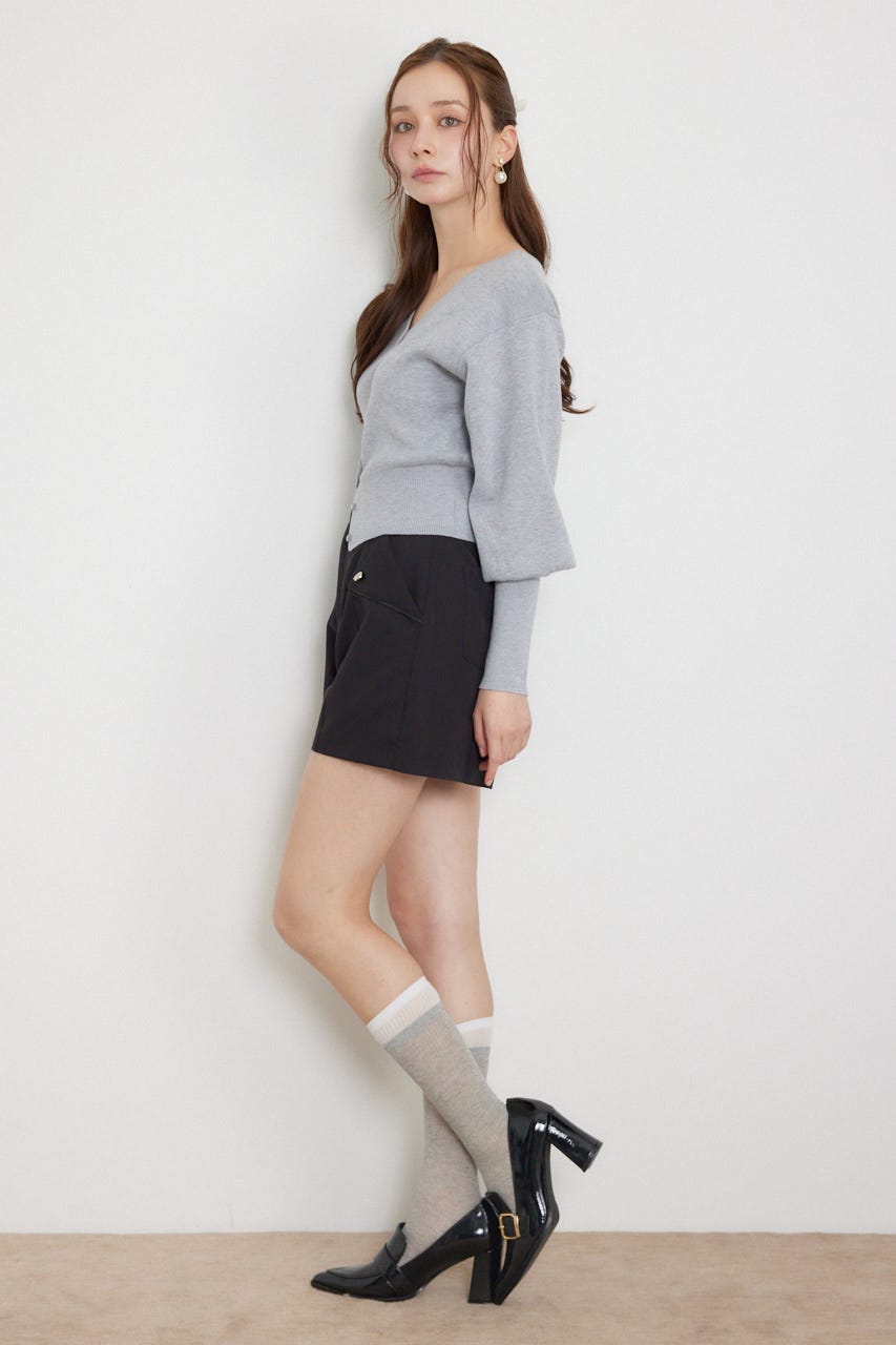 ウォッシャブルコンパクトニットカーディガントップス L/GRY FREE