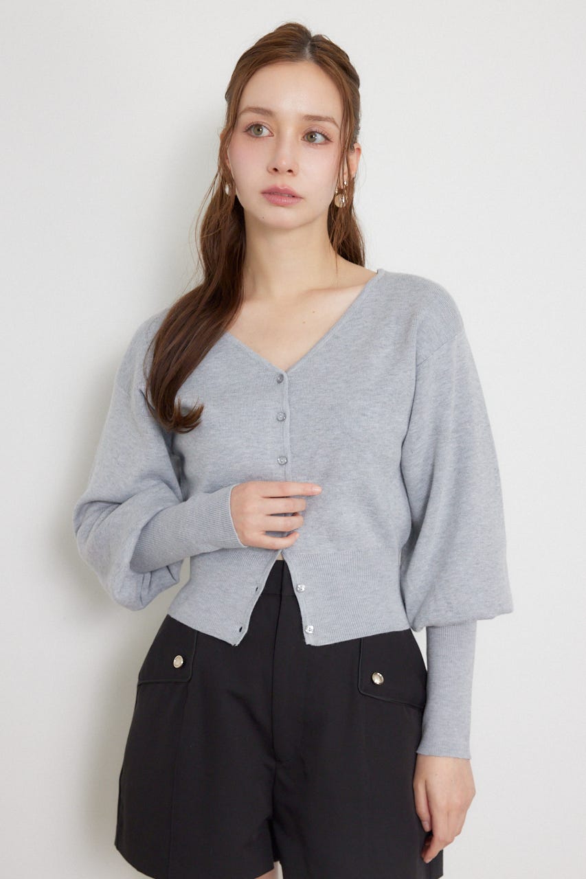 ウォッシャブルコンパクトニットカーディガントップス L/GRY FREE