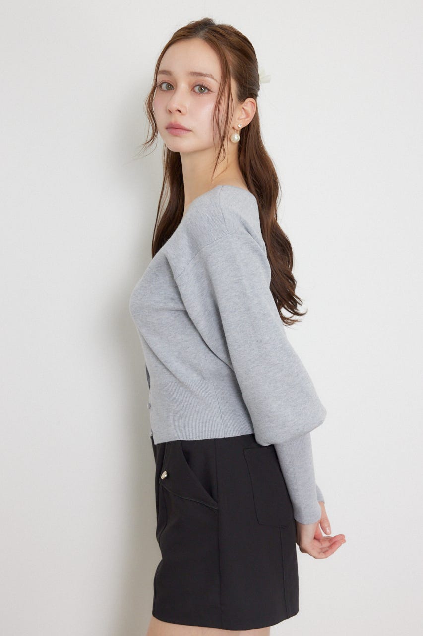 ウォッシャブルコンパクトニットカーディガントップス L/GRY FREE