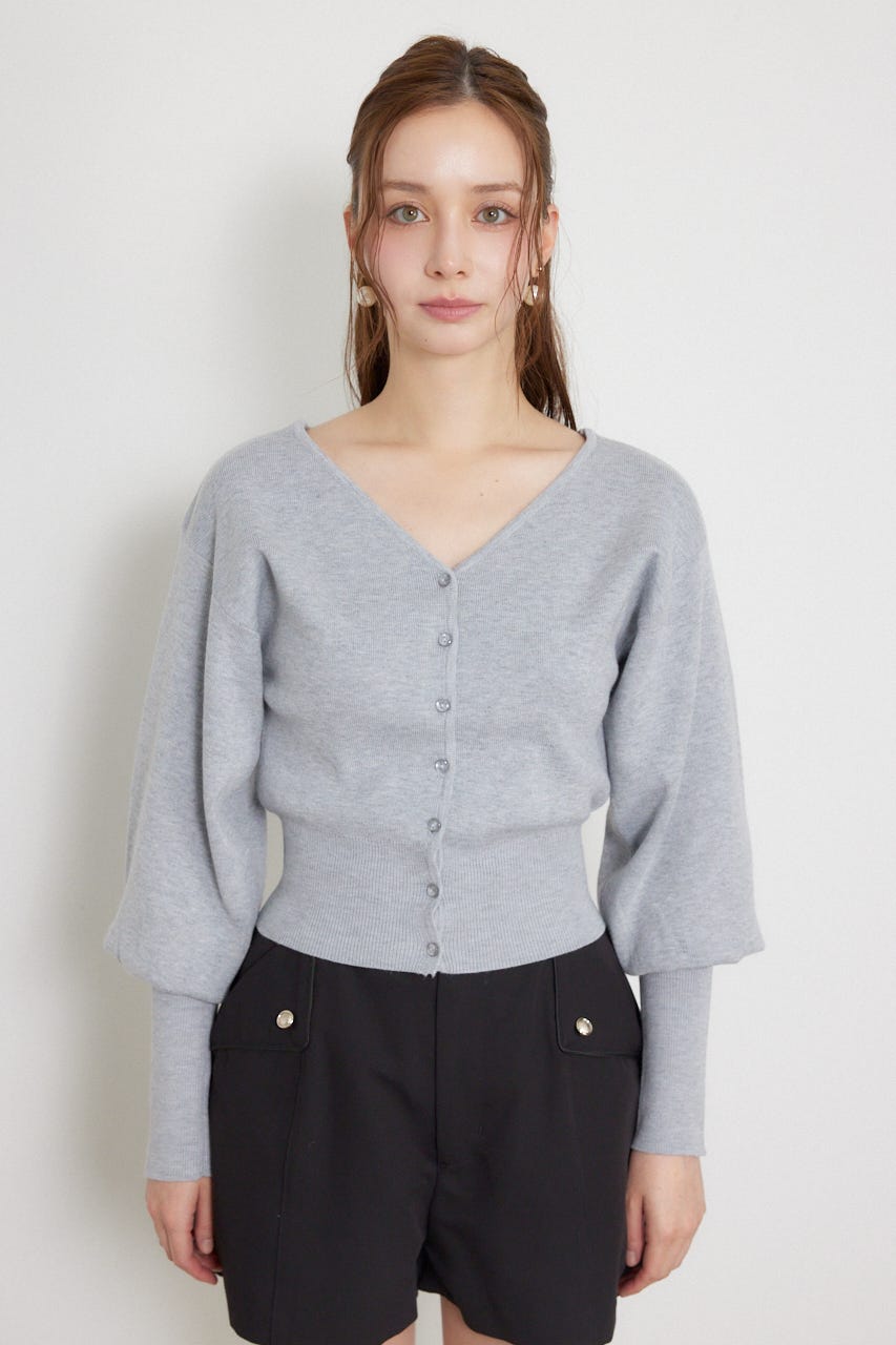 ウォッシャブルコンパクトニットカーディガントップス L/GRY FREE