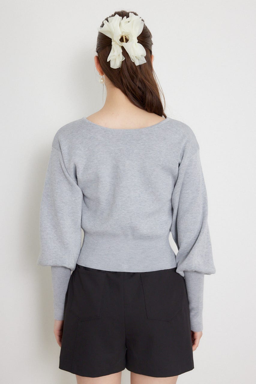 ウォッシャブルコンパクトニットカーディガントップス L/GRY FREE