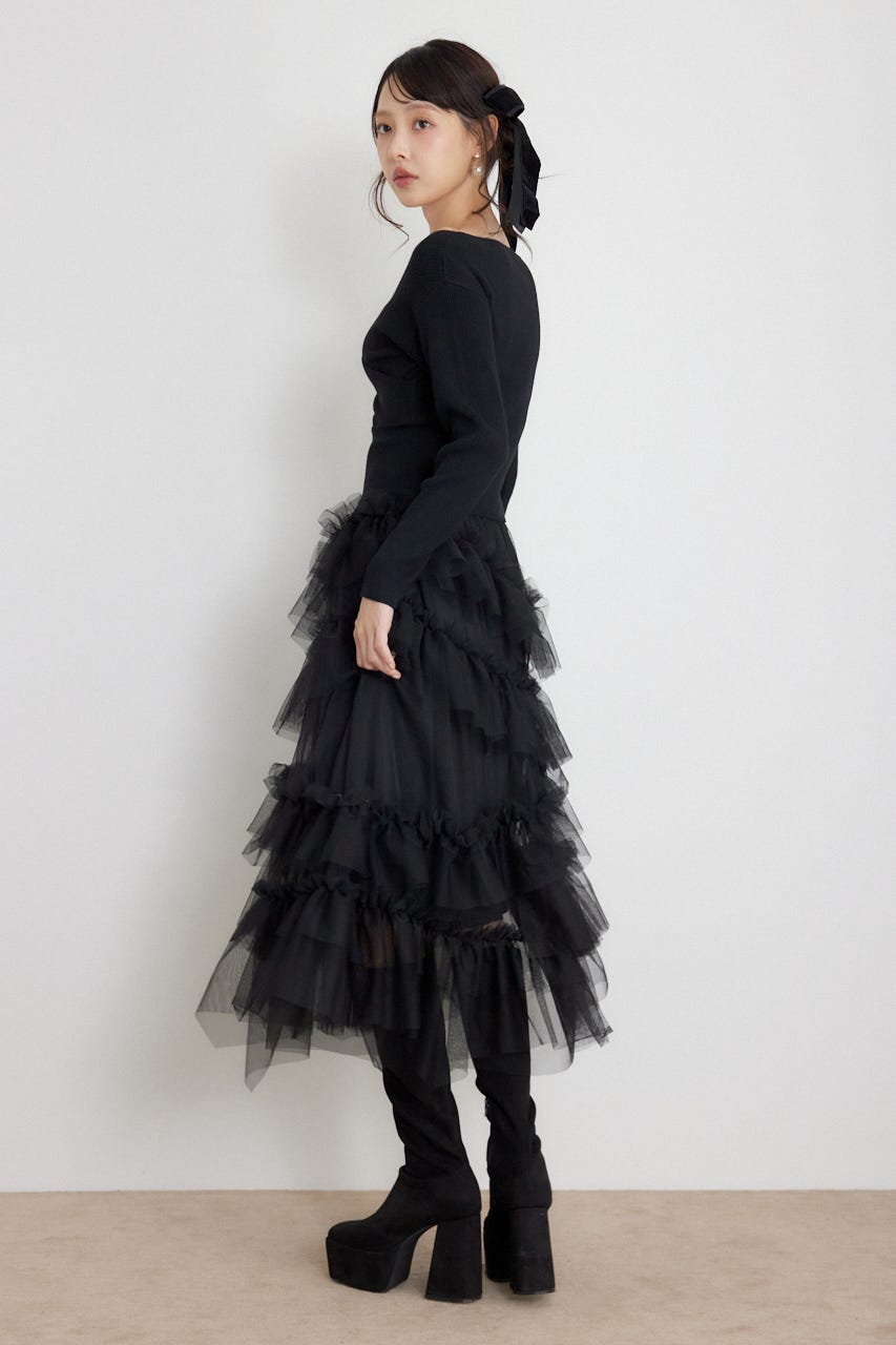 カシュクール2WAYウォッシャブルニットトップス BLK FREE