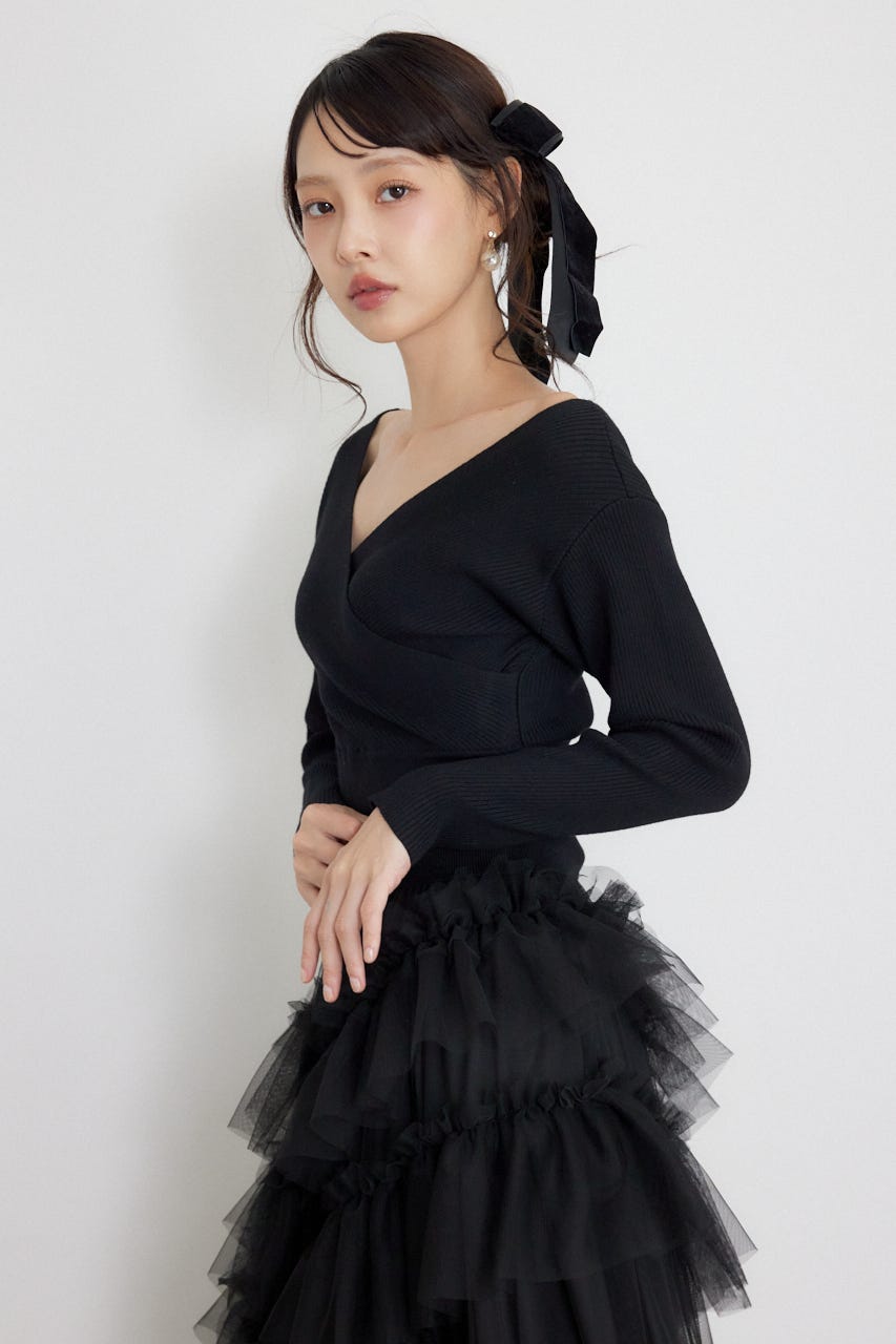 カシュクール2WAYウォッシャブルニットトップス BLK FREE