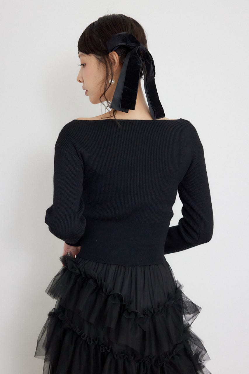 カシュクール2WAYウォッシャブルニットトップス BLK FREE