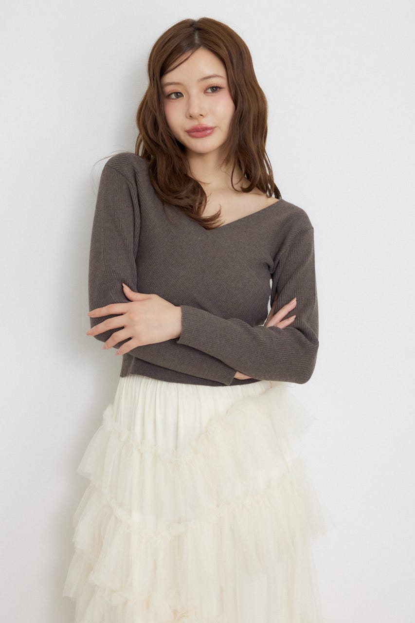 カシュクール2WAYウォッシャブルニットトップス BRN FREE