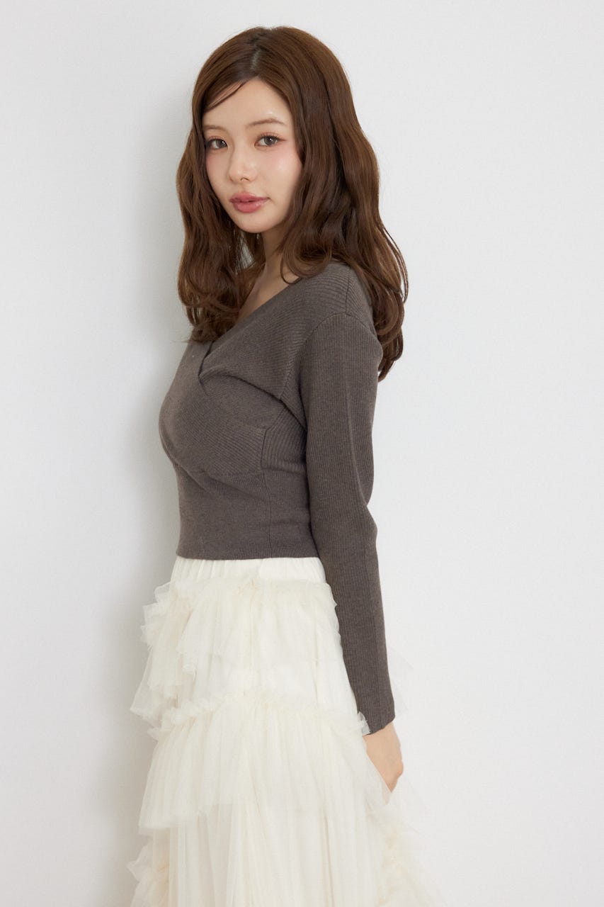 カシュクール2WAYウォッシャブルニットトップス BRN FREE