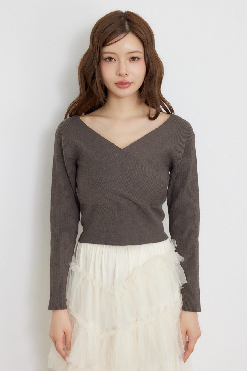 カシュクール2WAYウォッシャブルニットトップス BRN FREE