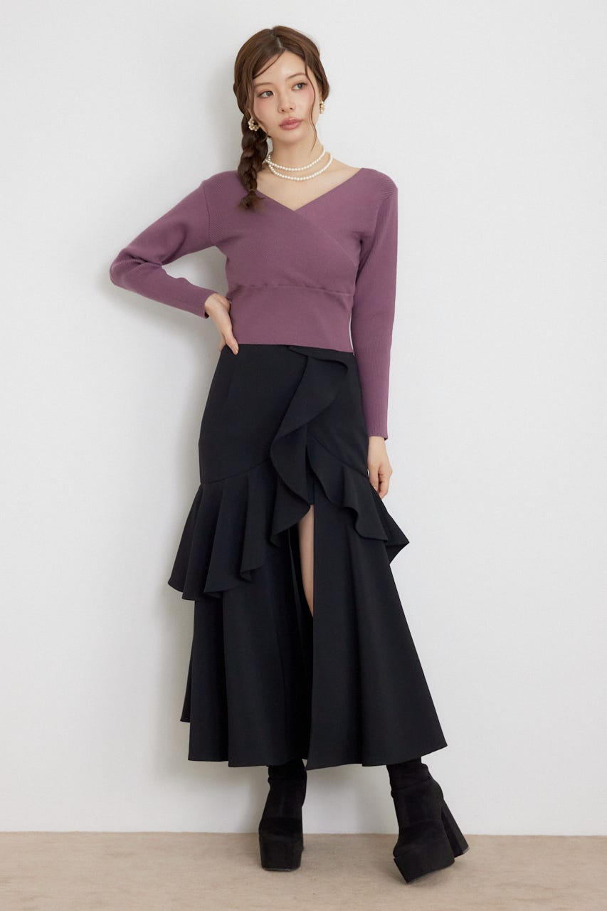 カシュクール2WAYウォッシャブルニットトップス D/PUR FREE