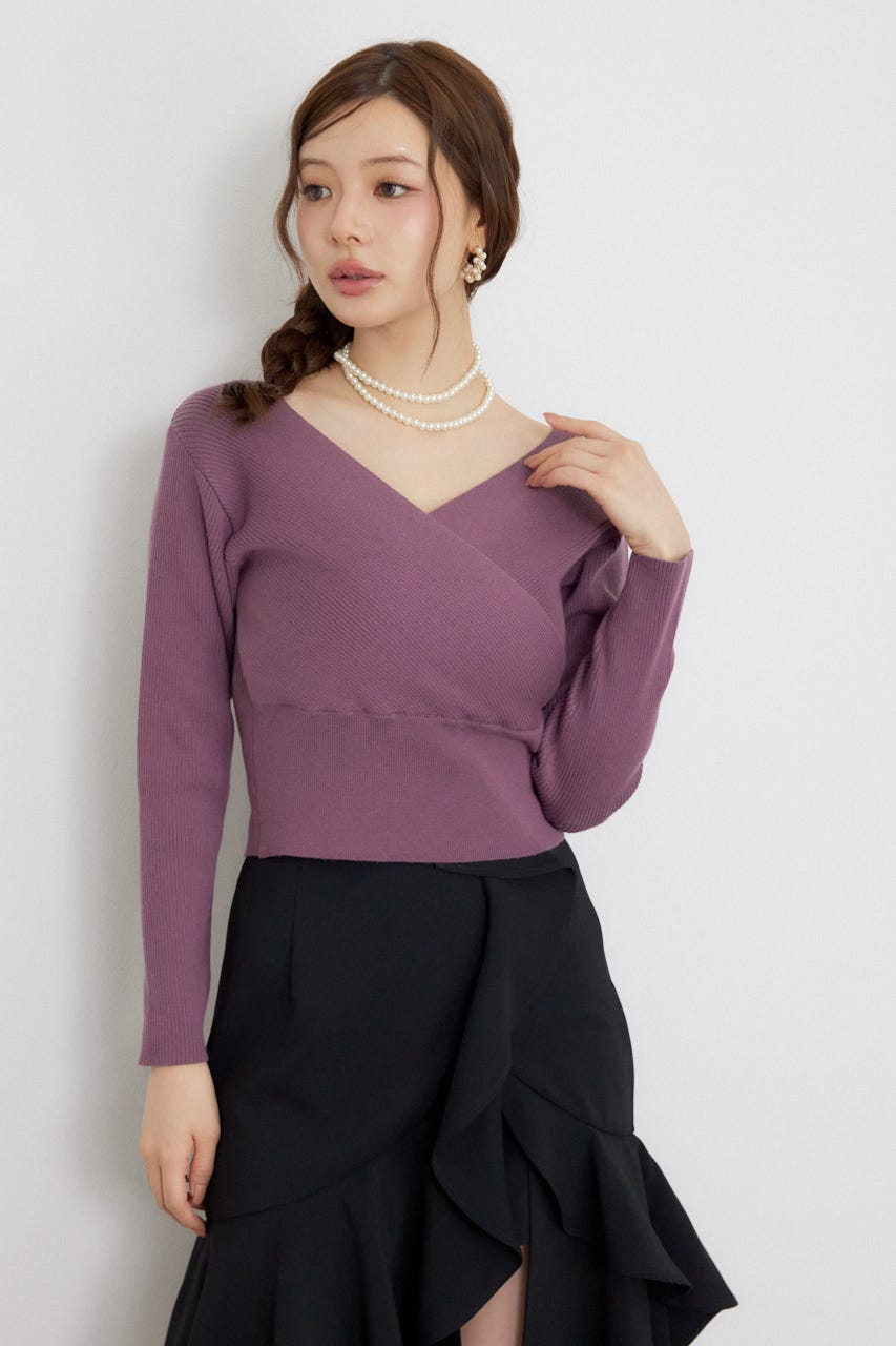 カシュクール2WAYウォッシャブルニットトップス D/PUR FREE