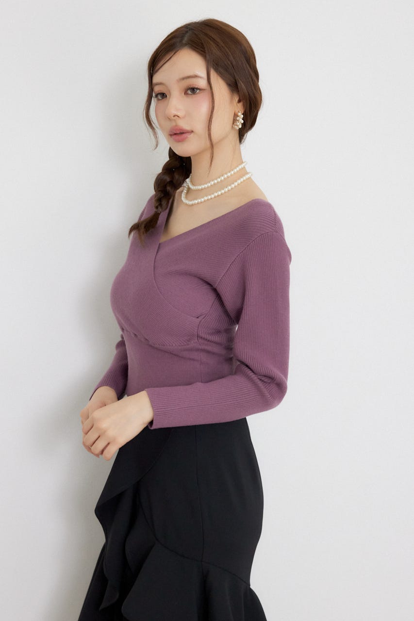 カシュクール2WAYウォッシャブルニットトップス D/PUR FREE