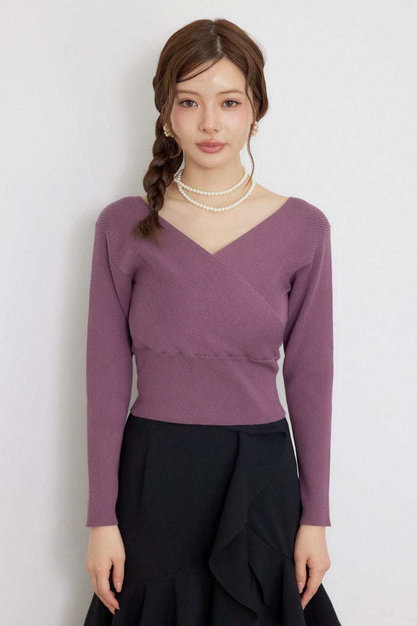 カシュクール2WAYウォッシャブルニットトップス D/PUR FREE