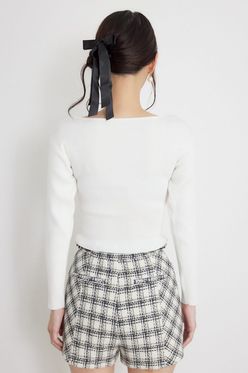 カシュクール2WAYウォッシャブルニットトップス WHT FREE