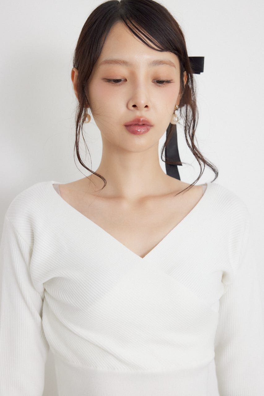 カシュクール2WAYウォッシャブルニットトップス WHT FREE
