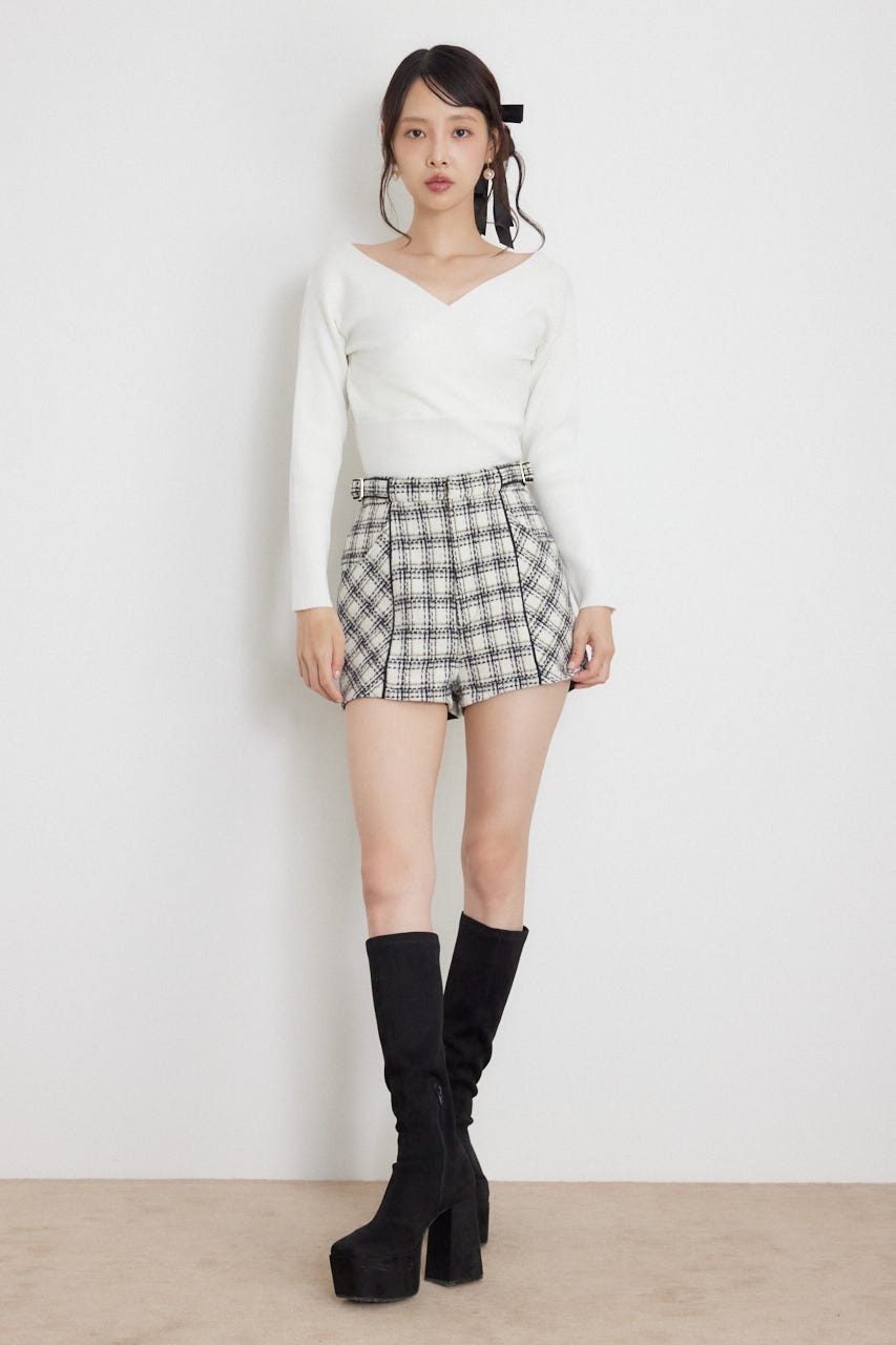 カシュクール2WAYウォッシャブルニットトップス WHT FREE