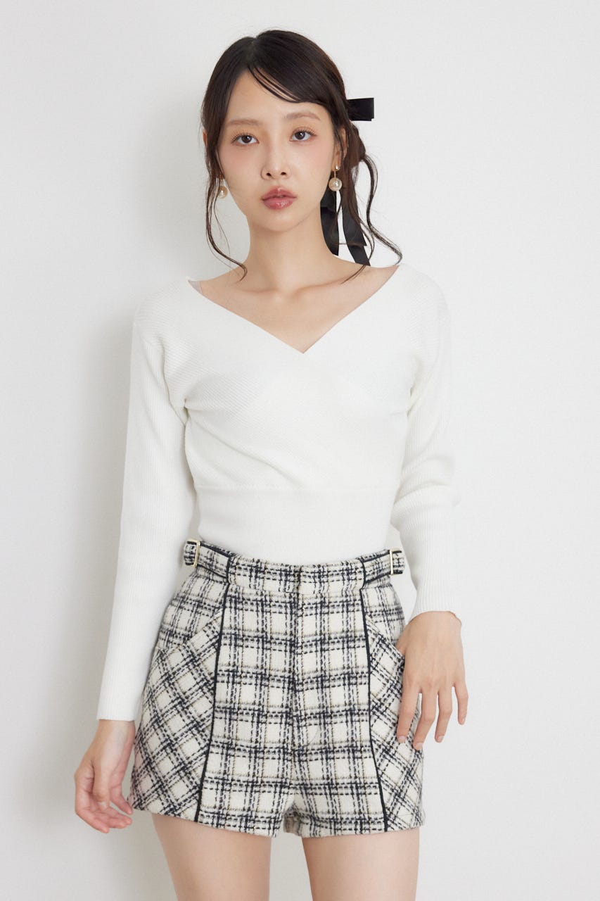 カシュクール2WAYウォッシャブルニットトップス WHT FREE