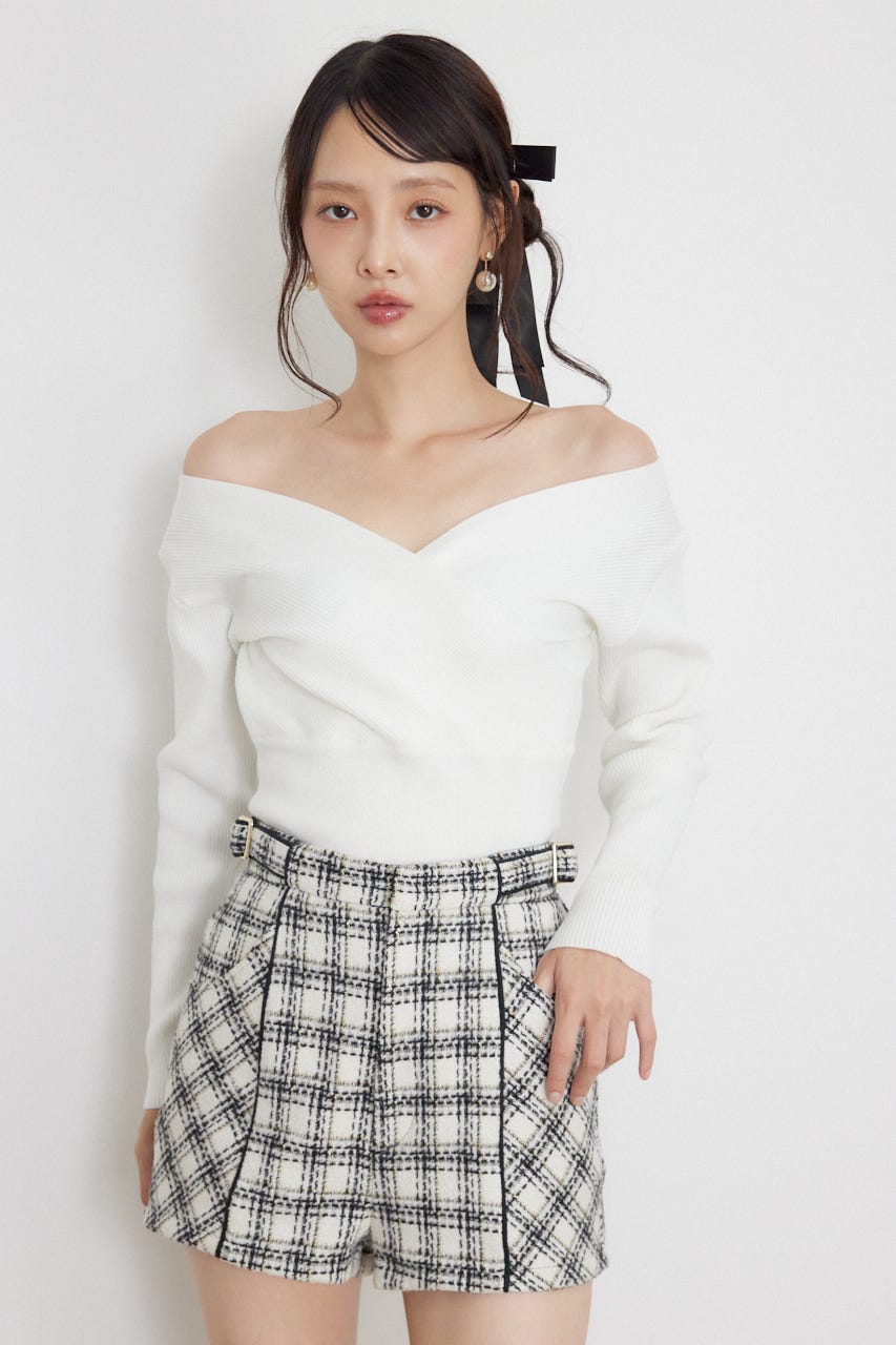 カシュクール2WAYウォッシャブルニットトップス WHT FREE