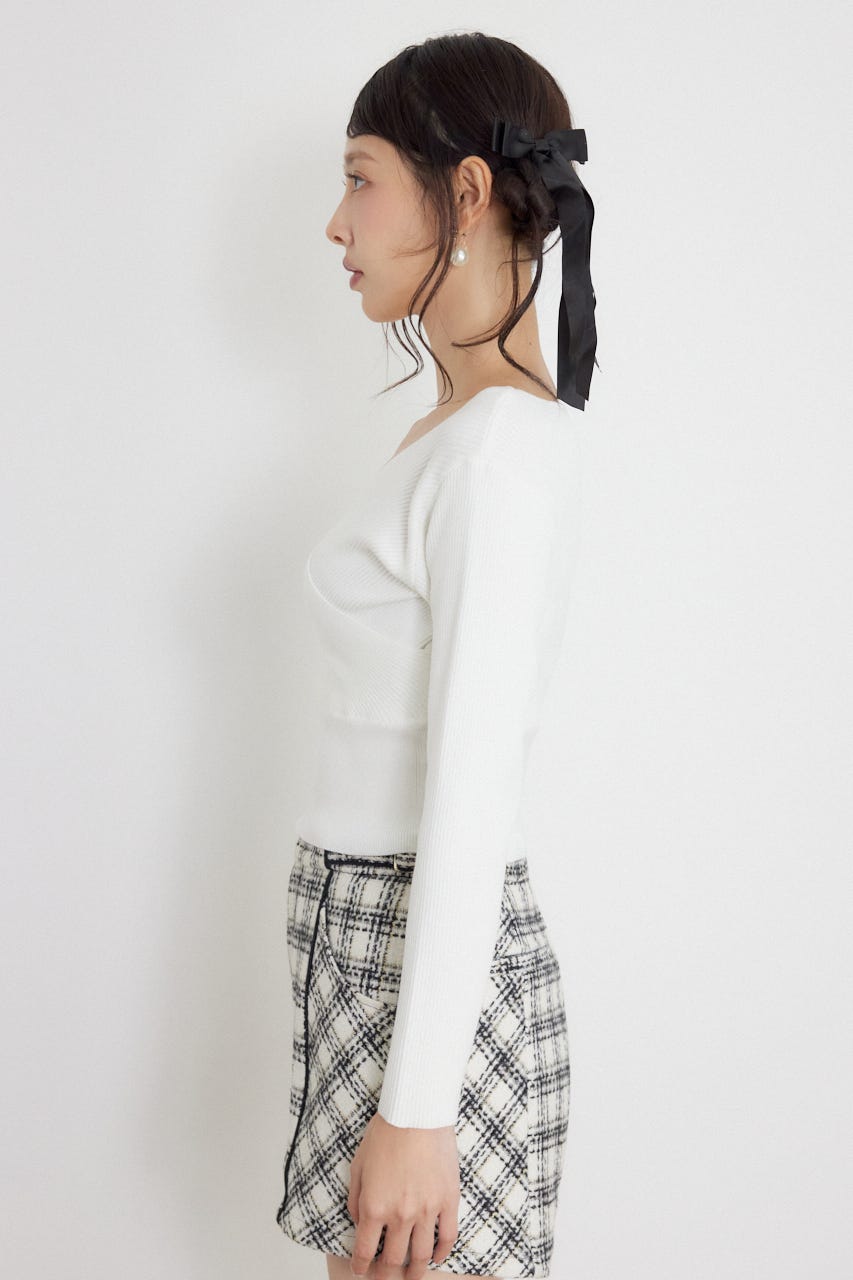 カシュクール2WAYウォッシャブルニットトップス WHT FREE