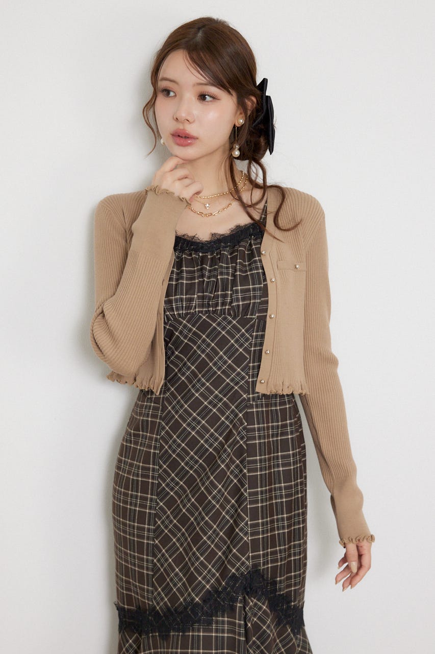 【乃木坂46 金川紗耶さん着用】メローフリルニットカーディガン BEG FREE