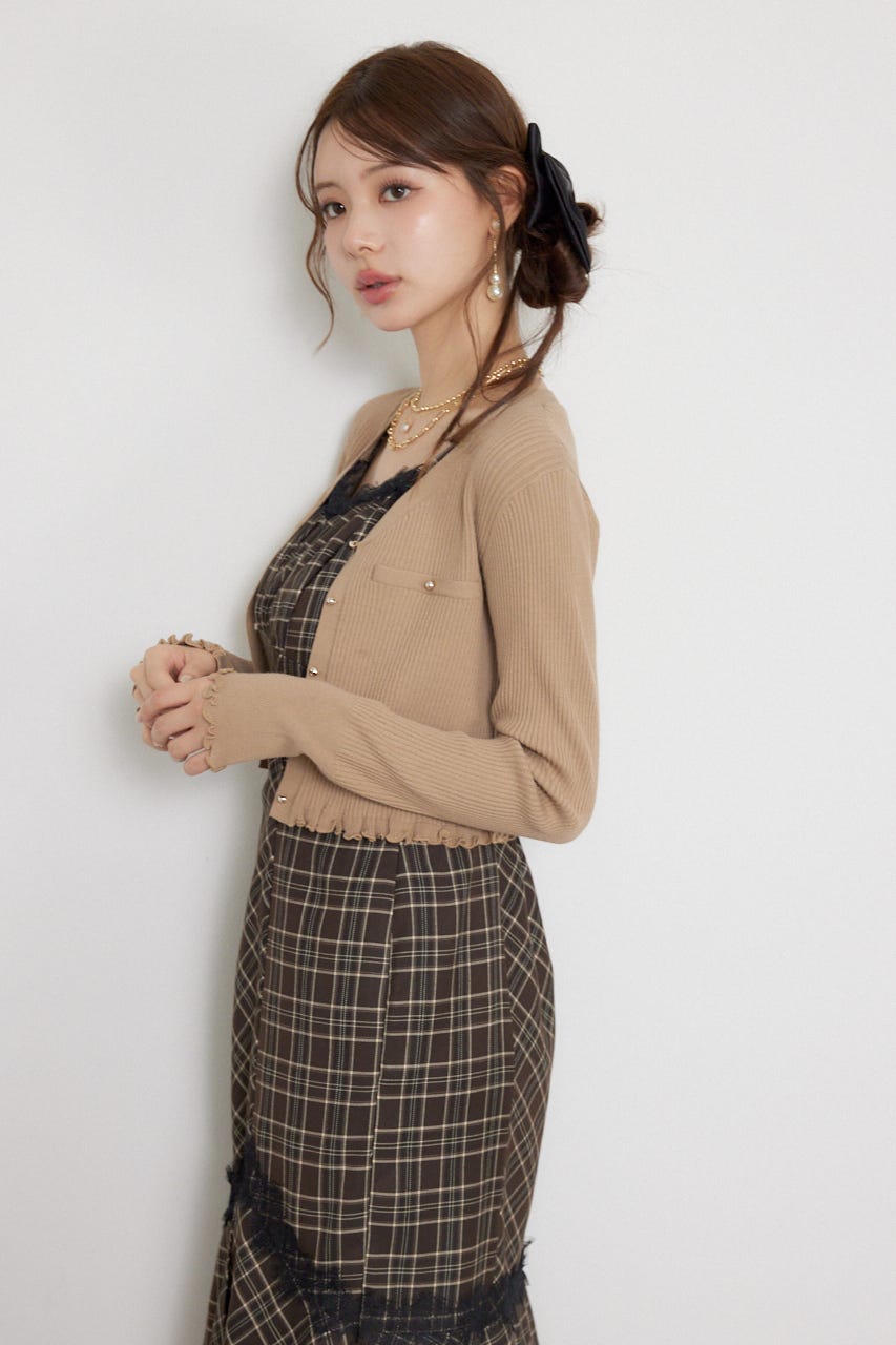 【乃木坂46 金川紗耶さん着用】メローフリルニットカーディガン BEG FREE