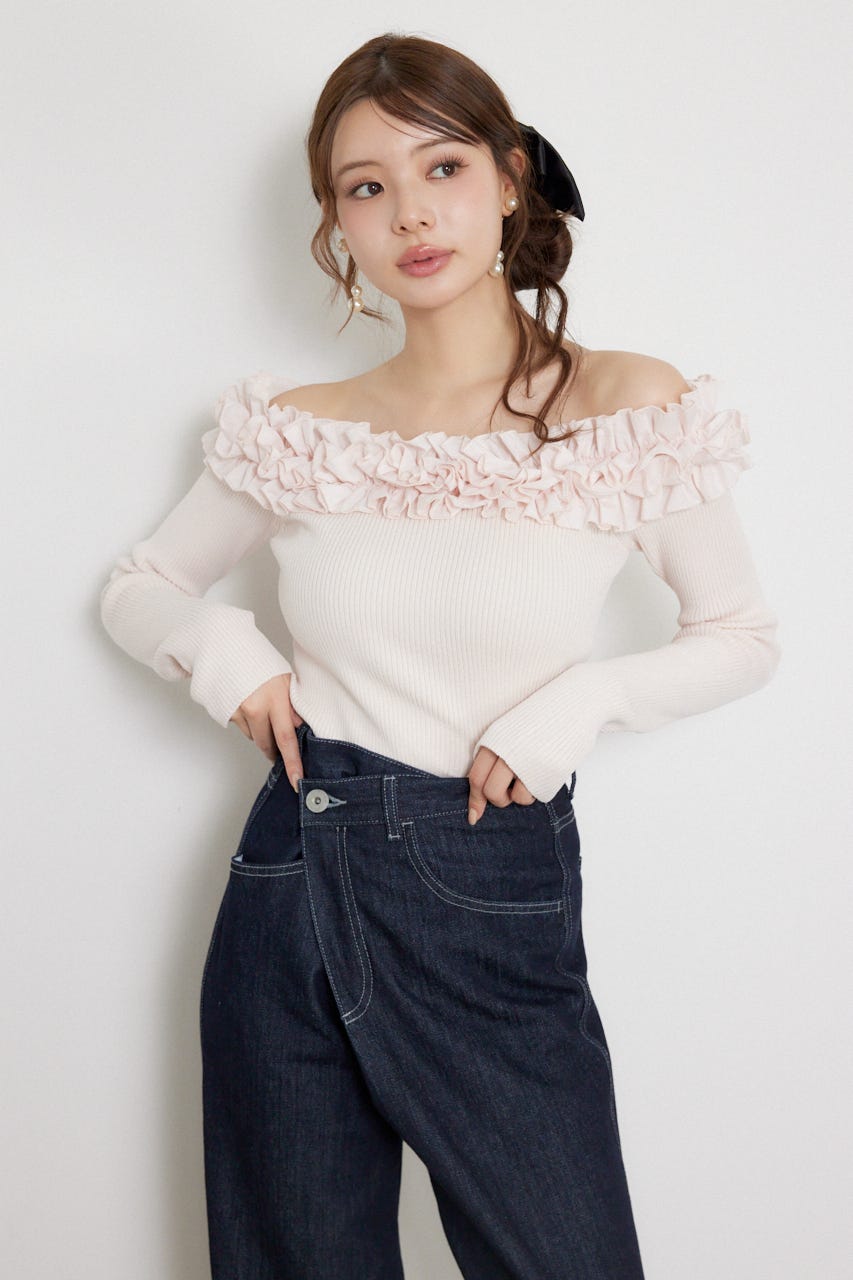 rienda | オフショルフリルニットトップス (ニット ) |SHEL'TTER WEBSTORE