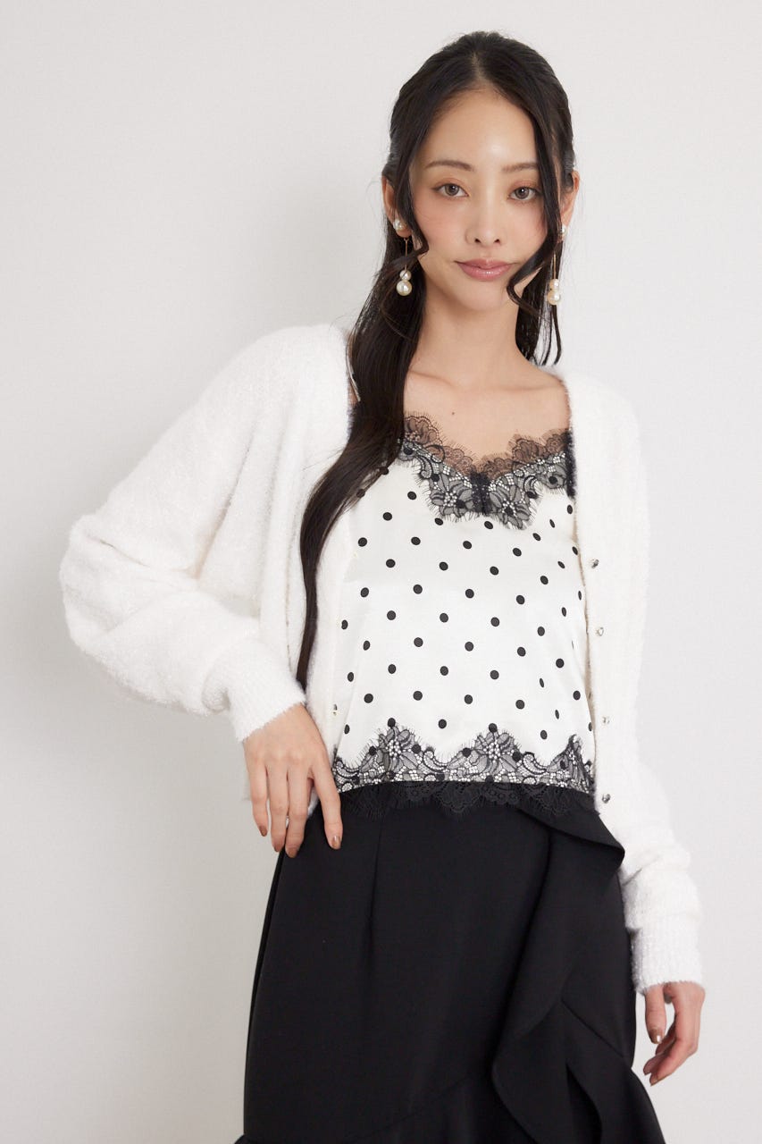 ミニフラッフィーニットカーディガン WHT FREE