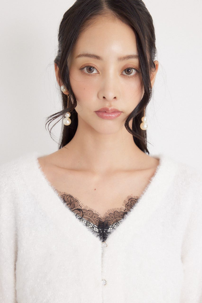 ミニフラッフィーニットカーディガン WHT FREE